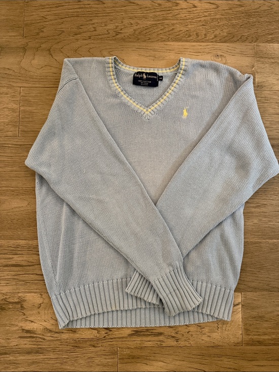 Ralph Lauren Sweaters - Ralph Lauren Women’s Light Blue V-Neck Cotton Sweater